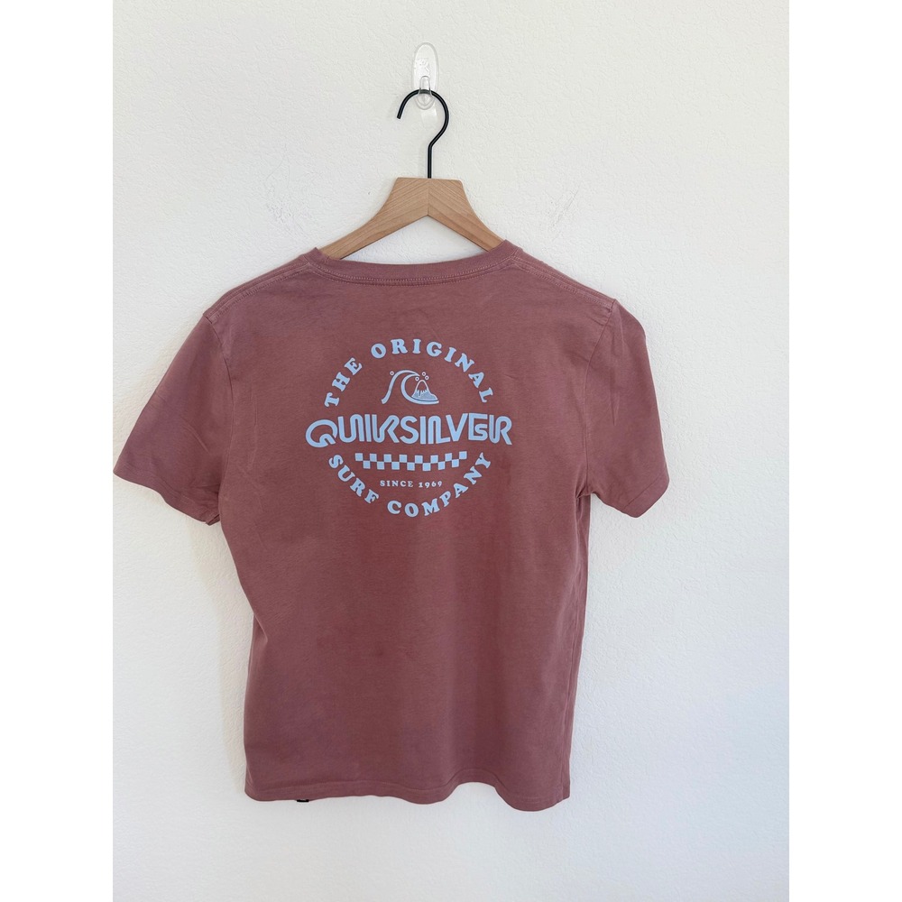 Quiksilver Boys Graphic T-Shirt Mauve Pink Short Sleeve Surf Tee Size L 14/16 - Picture 4 of 4